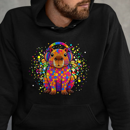 Cute Capybara Shirt, Funny Capybara Unisex T-Shirt/Hoodie/Sweatshirt HLT00 - Funny Capybara Dots Art Animal Lovers Students Boys Girls T-Shirt (2)