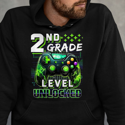 Best Student Shirt, Funny Back To School UnisexT-Shirt/Hoodie/Sweatshirt HLT00 - Back to School 2nd Grade Boys Gamer First Day School Level T-Shirt, Men, Black, 3X-Large
