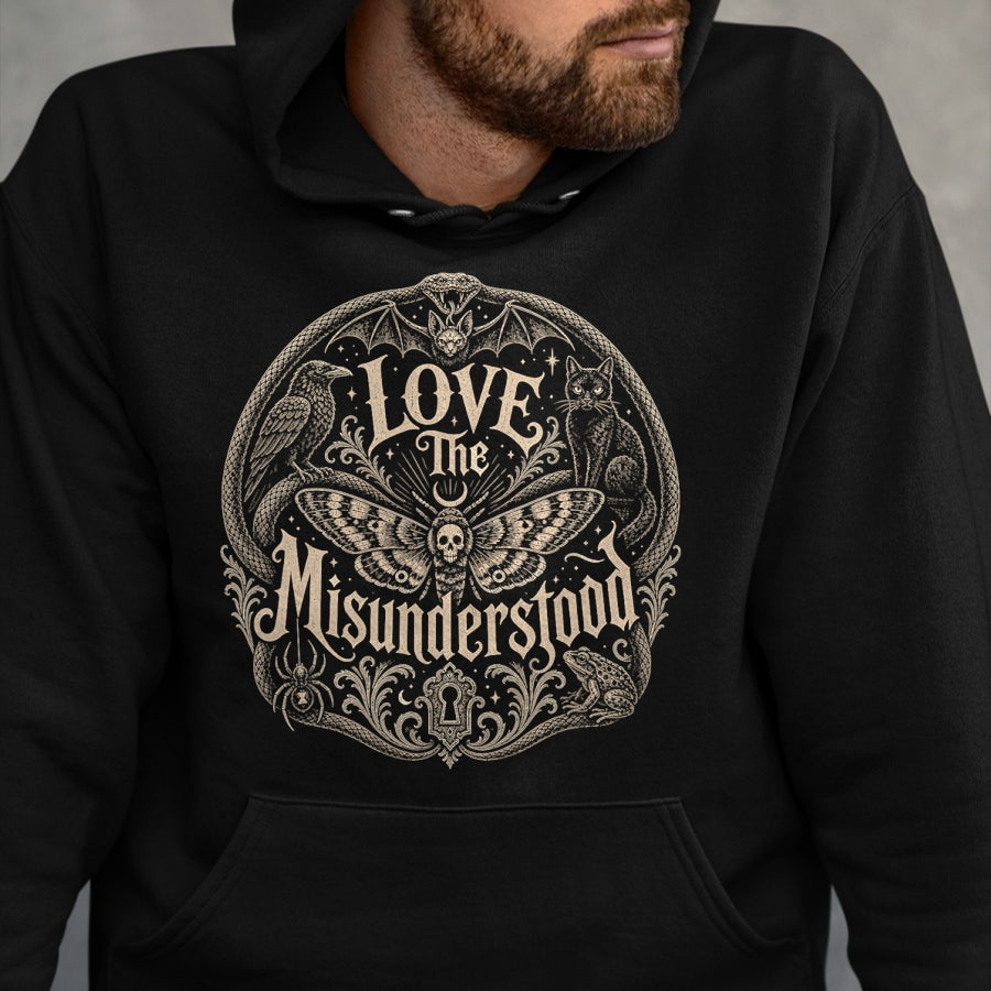 Cat Love Shirt, Funny Cat Lover Gift UnisexT-Shirt/Hoodie/Sweatshirt HLT00 - Love The Misunderstood Snake Spider Moth Frog Bat Raven Cat T-Shirt