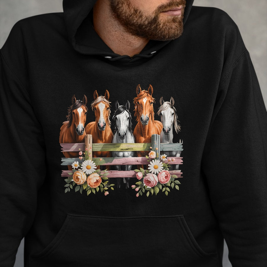 Best Horse Lover Shirt , Funny Horse UnisexT-Shirt/Hoodie/Sweatshirt HLT00 - Wild Floral Horses For Men Women Kids Horse Lover T-Shirt