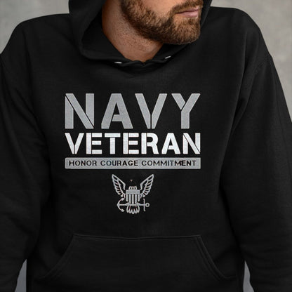 Proud Veteran Shirt, Funny Veteran UnisexT-Shirt/Hoodie/Sweatshirt HLT00 - US Navy - Veteran Honor Courage Commitment T-Shirt, Men, Black, 3X-Large