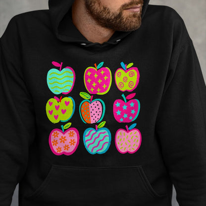 Best Student Shirt, Funny Back To School UnisexT-Shirt/Hoodie/Sweatshirt HLT00 - Cute Patchwork Preppy Apples Back to School Teacher Student T-Shirt (3)