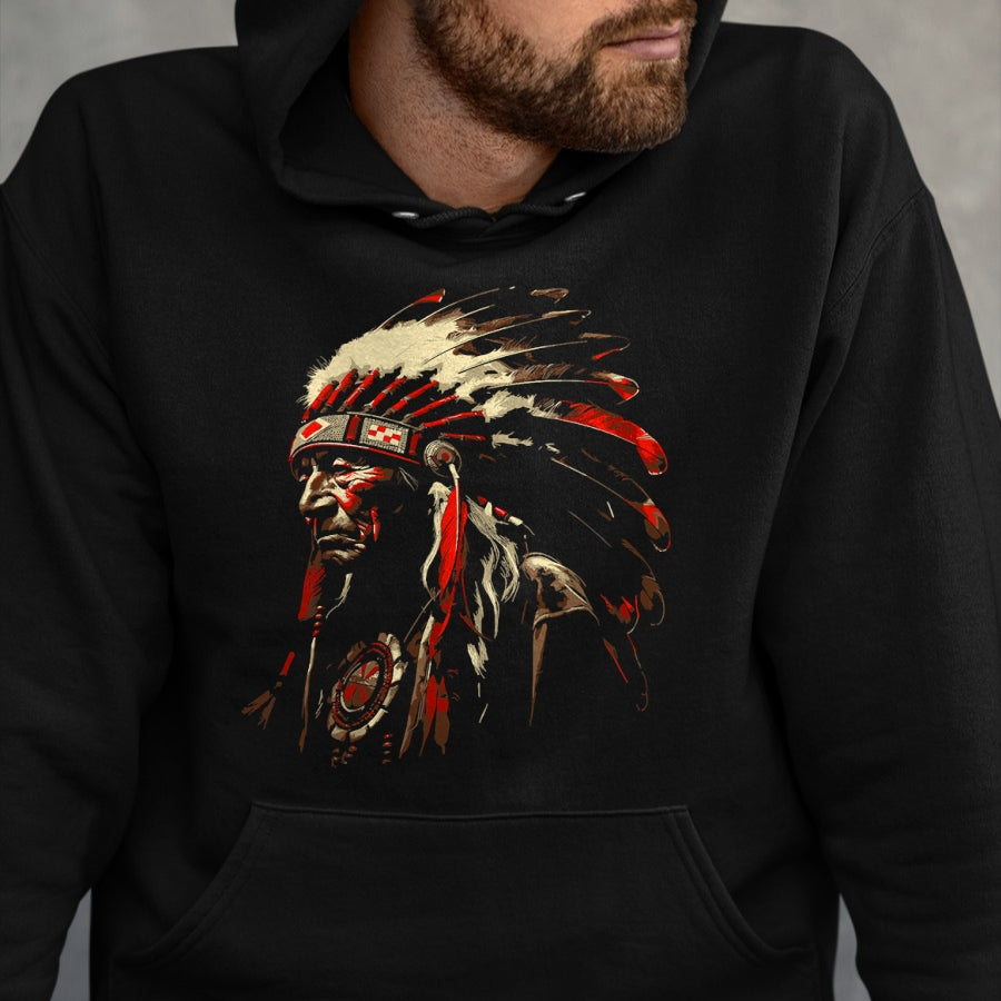 Native American T-Shirts, Vintage Native American Unisex T-Shirt/Hoodie/Sweatshirt HLT00 - Retro Native American Indian Headdress Vintage Men Graphic