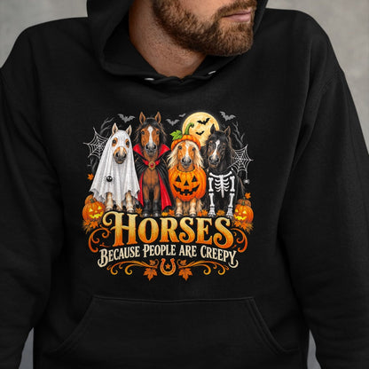 Best Horse Lover Shirt , Funny Horse UnisexT-Shirt/Hoodie/Sweatshirt HLT00 - Horses Because People are Creepy Halloween Horse T-Shirt