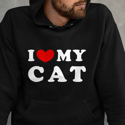 Cat Love Shirt, Funny Cat Lover Gift UnisexT-Shirt/Hoodie/Sweatshirt HLT00 - I Love My Cat, I Heart My Cat T-Shirt, Men, Black, 3X-Large
