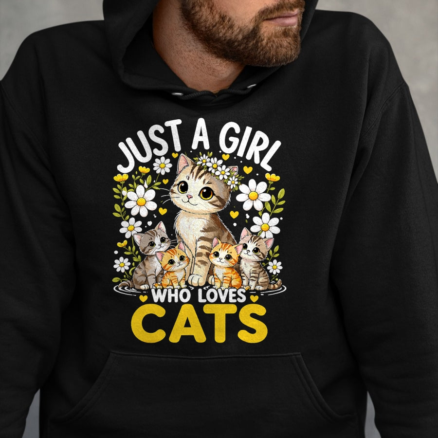 Cat Love Shirt, Funny Cat Lover Gift UnisexT-Shirt/Hoodie/Sweatshirt HLT00 - Cute Cat Lover Just A Girl Who Loves Cats T-Shirt (1)