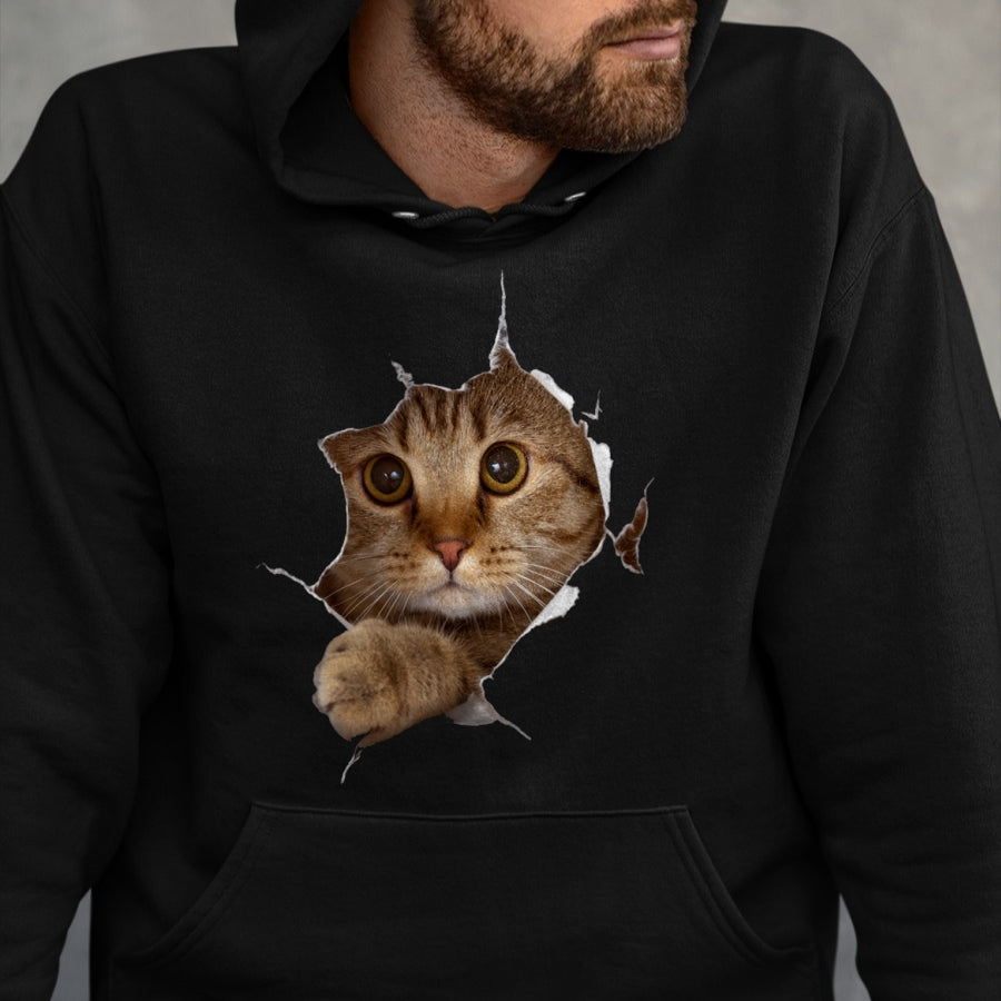 Cat Love Shirt, Funny Cat Lover Gift UnisexT-Shirt/Hoodie/Sweatshirt HLT00 - Sweet Kitten Torn Cloth - Funny Cat Lover Cat Owner Cat Lady Long Sleeve T-Shirt
