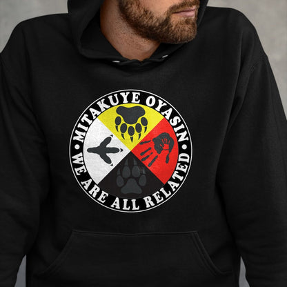 Native American T-Shirts, Vintage Native American Unisex T-Shirt/Hoodie/Sweatshirt HLT00 - Native American Medicine Wheel Mitakuye Oyasin