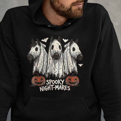 Best Horse Lover Shirt , Funny Horse UnisexT-Shirt/Hoodie/Sweatshirt HLT00 - Spooky Night-Mares Halloween Horse Ghost Funny Spooky Season T-Shirt, Women, Dark Heather Grey, Larg