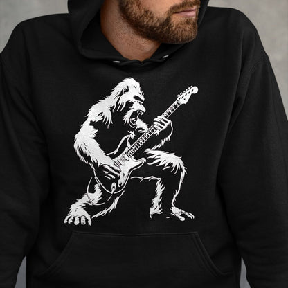 Guitar Lover Shirt, Funny Guitar UnisexT-Shirt/Hoodie/Sweatshirt HLT00 - Bigfoot Playing Guitar Rock Music Band Sasquatch T-Shirt, Men, Black, 3X-Large