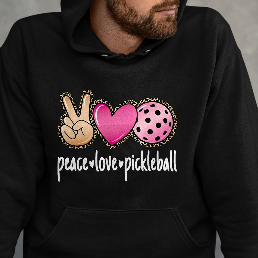 Funny Pickleball Shirt, Pickleball Lover Unisex T-Shirt/Hoodie/Sweatshirt HLT00 - Peace Love Pickleball Cute Pickleball Lover Women Girls T-Shirt