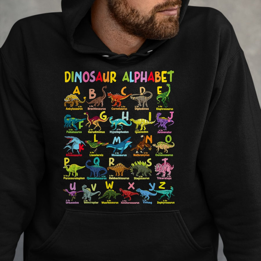 Best Dinosaur Lover Shirt, Funny Dinosaur UnisexT-Shirt/Hoodie/Sweatshirt HLT00 - Types of Dinosaurs Alphabet A-Z ABC Dino Identification T-Shirt
