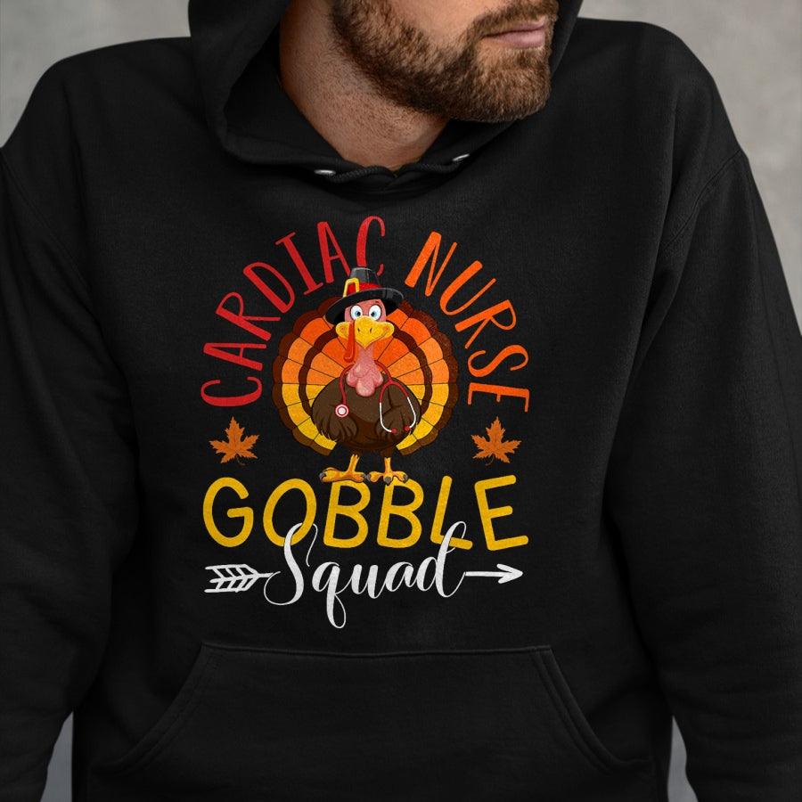 Funny Nurse Shirt, Nurse Unisex T-Shirt/Hoodie/Sweatshirt HLT00 - Cardiac Nurse Gobble Squad Nurse Thanksgiving Turkey Day T-Shirt