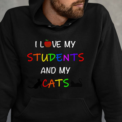 Cat Love Shirt, Funny Cat Lover Gift UnisexT-Shirt/Hoodie/Sweatshirt HLT00 - I Love My Students And My Cats Cute Teacher Cat T-Shirt