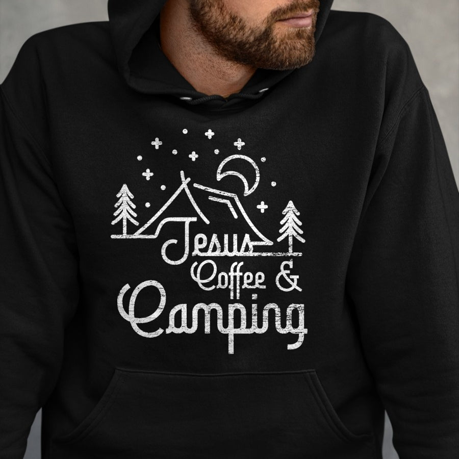 Christian Tee, Christian Faith Unisex T-Shirt/Hoodie/Sweatshirt HLT00 -  Camping Coffee Camper Camp Lover Christian Jesus T-Shirt