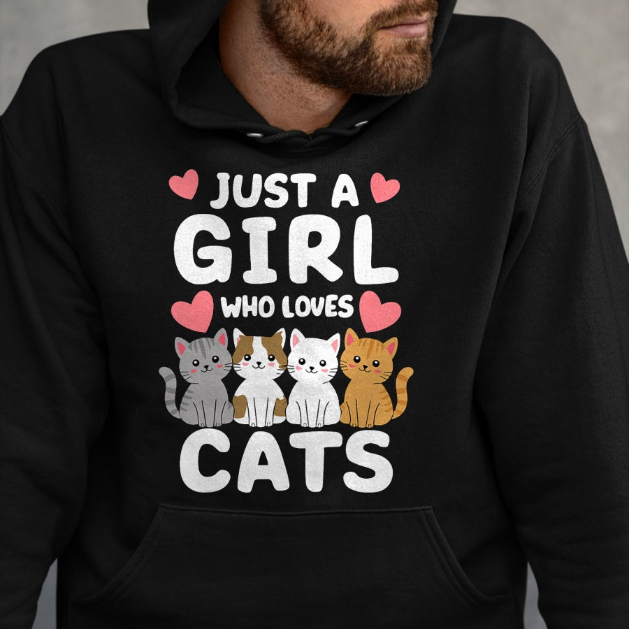 Cat Love Shirt, Funny Cat Lover Gift UnisexT-Shirt/Hoodie/Sweatshirt HLT00 - Cat Just A Girl Who Loves Cats T-Shirt (1)