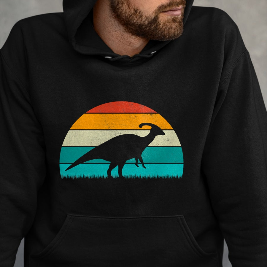Best Dinosaur Lover Shirt, Funny Dinosaur UnisexT-Shirt/Hoodie/Sweatshirt HLT00 - Parasaurolophus - Vintage Retro Sunset Dinosaur Lovers T-Shirt
