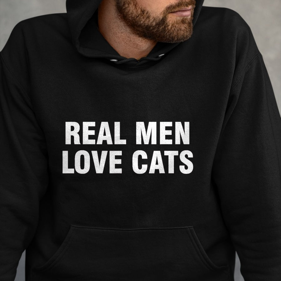 Cat Love Shirt, Funny Cat Lover Gift UnisexT-Shirt/Hoodie/Sweatshirt HLT00 - Real Men Love Cats T-Shirt, Men, Black, 3X-Large