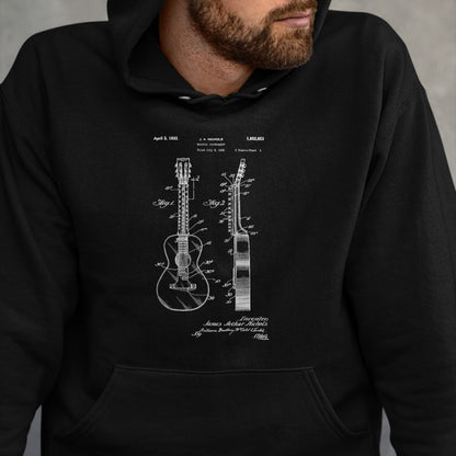 Guitar Lover Shirt, Funny Guitar UnisexT-Shirt/Hoodie/Sweatshirt HLT00 - Acoustic Guitar Vintage Patent Print 1932 T-Shirt - Black, Unisex-Adults, Small, Long Sleeve