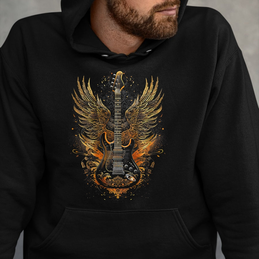 Guitar Lover Shirt, Funny Guitar UnisexT-Shirt/Hoodie/Sweatshirt HLT00 - Electric Guitar with Wings Baroque Rock Design Art T-Shirt