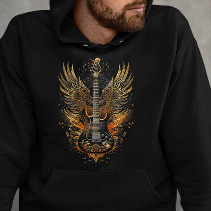 Guitar Lover Shirt, Funny Guitar UnisexT-Shirt/Hoodie/Sweatshirt HLT00 - Electric Guitar with Wings Baroque Rock Design Art T-Shirt