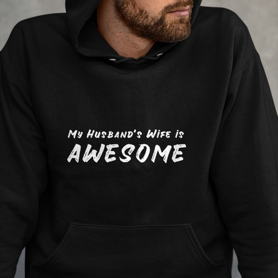 Best Wife Shirt, Wife and Husband Unisex T-Shirt/Hoodie/Sweatshirt HLT00 - Womens Women's My Husband's Wife Is Awesome Funny V-Neck T-Shirt