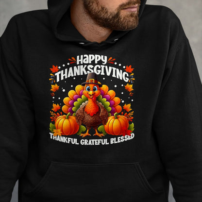 Best Thanksgiving Family Shirt , Funny Thanksgiving UnisexT-Shirt/Hoodie/Sweatshirt HLT00 - Thankful Grateful Blessed Turkey, Happy Thanksgiving T-Shirt, Men, Black, 3X-Large