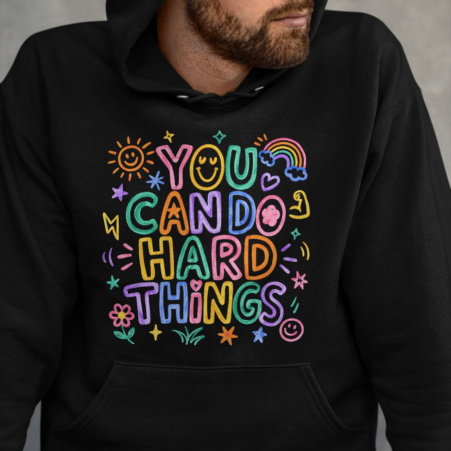 Best Teacher Shirt, Funny Teacher UnisexT-Shirt/Hoodie/Sweatshirt HLT00 - You Can Do Hard Things Doodle Teacher Motivational T-Shirt