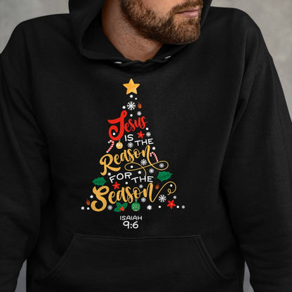 Christian Tee, Christian Faith Unisex T-Shirt/Hoodie/Sweatshirt HLT00 - Jesus Is The Reason For The Season Christian Christmas Tree T-Shirt