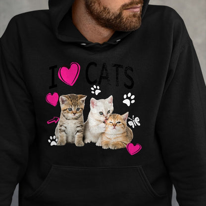 Cat Love Shirt, Funny Cat Lover Gift UnisexT-Shirt/Hoodie/Sweatshirt HLT00 - Cat Lover Tee Cute I Love Cats Kittens Hearts Paws Gift Idea T-Shirt (1)