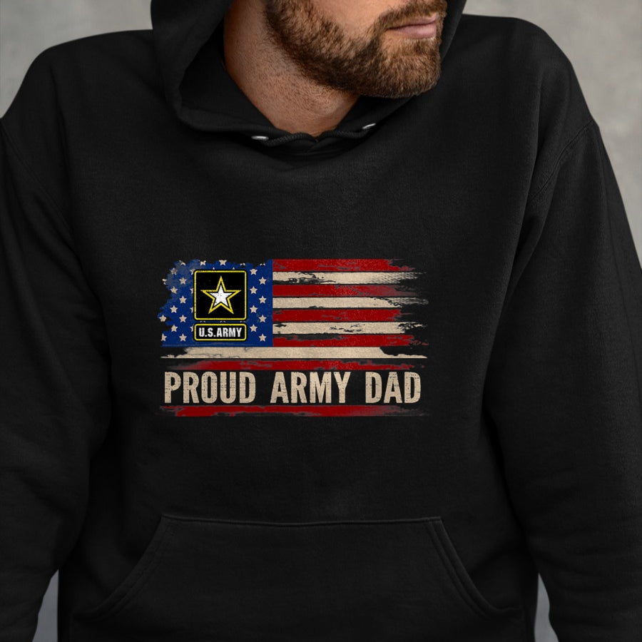 Gift for Dad Shirt, Funny Dad Unisex T-Shirt/Hoodie/Sweatshirt HLT00 – Vintage Proud Army Dad American Flag Veteran Gift T-Shirt