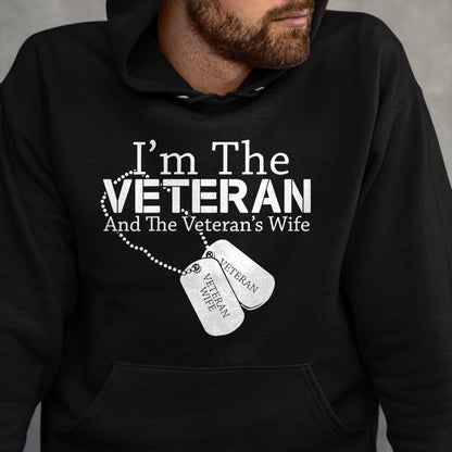 Proud Veteran Shirt, Funny Veteran UnisexT-Shirt/Hoodie/Sweatshirt HLT00 - Womens I Am The Veteran Veterans Day US Military Patriotic V-Neck T-Shirt