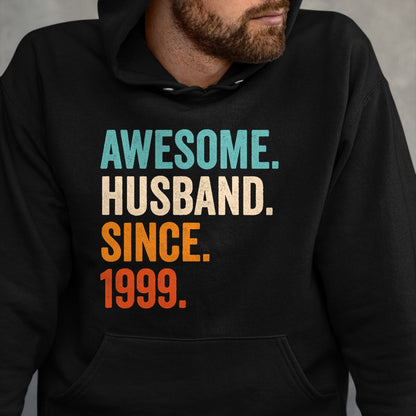 Best Wife Shirt, Wife and Husband Unisex T-Shirt/Hoodie/Sweatshirt HLT00 - Awesome Husband Since 1999 25th wedding anniversary 25 years T-Shirt (1)