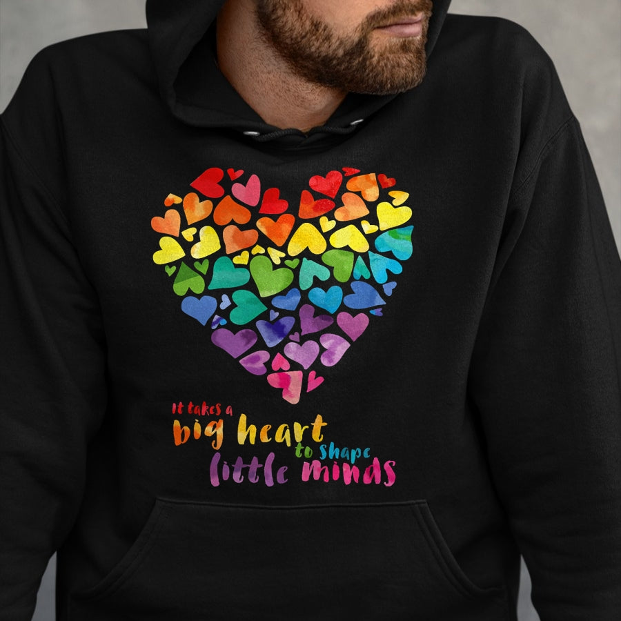 Best Teacher Shirt, Funny Teacher UnisexT-Shirt/Hoodie/Sweatshirt HLT00 - It Takes a Big Heart to Shape Little Minds Teacher Gift T-Shirt