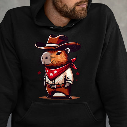 Cute Capybara Shirt, Funny Capybara Unisex T-Shirt/Hoodie/Sweatshirt HLT00 - Western Capybara Cowboy T-Shirt