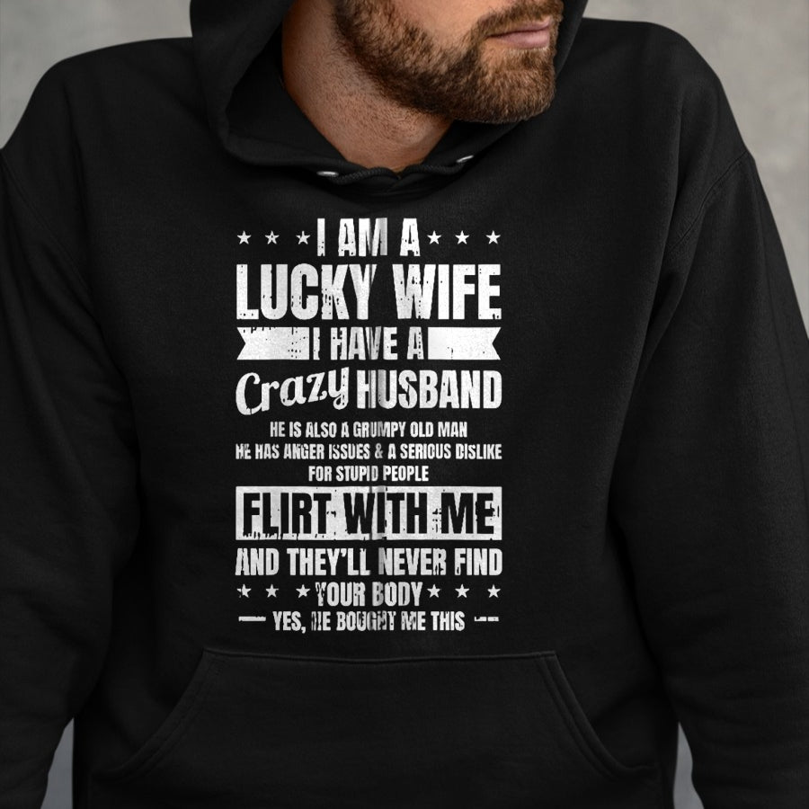 Best Wife Shirt, Wife and Husband Unisex T-Shirt/Hoodie/Sweatshirt HLT00 - Gift for wife T shirt, lucky wife   I Am A Lucky Wife Fathers Day Funny Sarcastic Women Zip Hoodie (1)