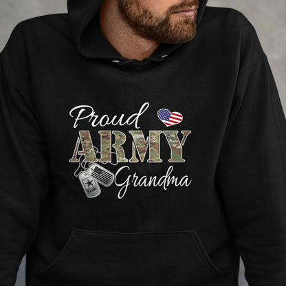 Best Grandma Shirt, Proud Grandma Unisex T-Shirt/Hoodie/Sweatshirt HLT00 - Proud Army Grandma Shirt Military Pride T-Shirt