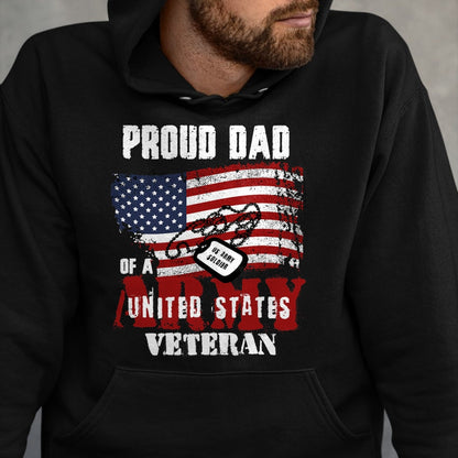 Gift for Dad Shirt, Funny Dad Unisex T-Shirt/Hoodie/Sweatshirt HLT00 – Proud Dad Of A Army Veteran American Flag Father Military T-Shirt
