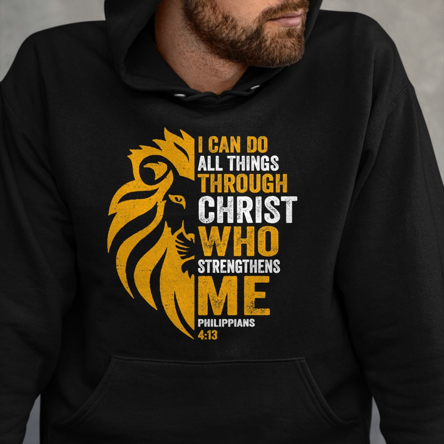 Christian Tee, Christian Faith Unisex T-Shirt/Hoodie/Sweatshirt HLT00 - I Can Do All Thing Through Christ Lion Philippians Faith T-Shirt