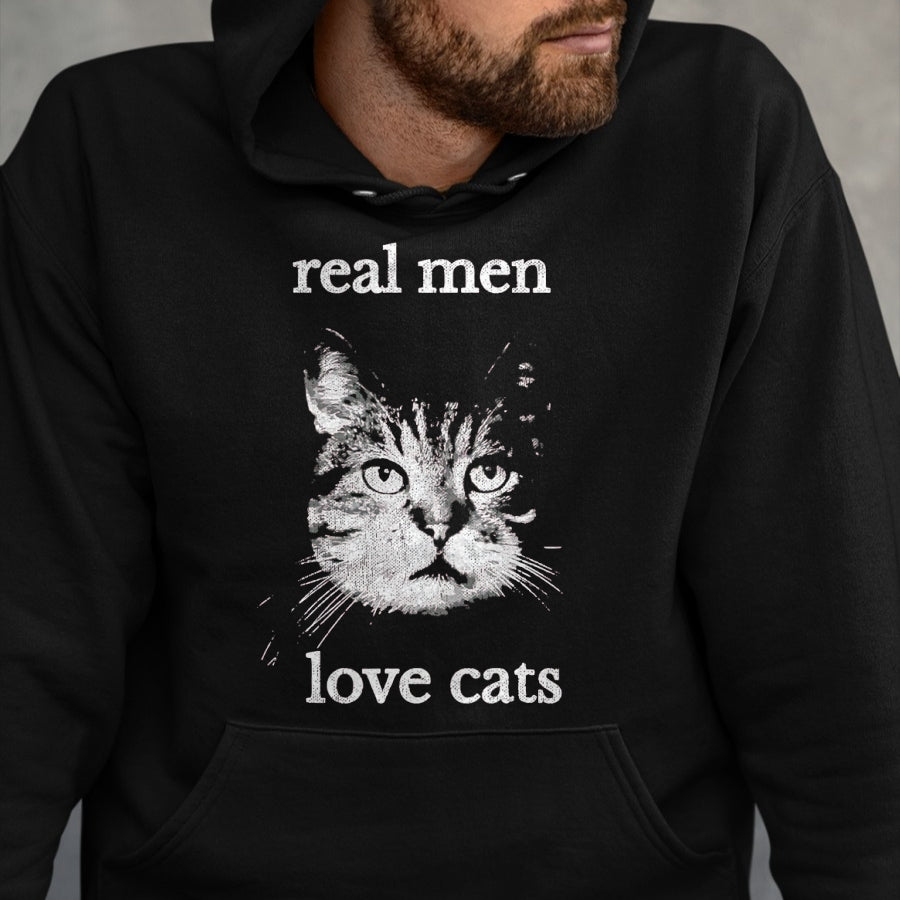 Cat Love Shirt, Funny Cat Lover Gift UnisexT-Shirt/Hoodie/Sweatshirt HLT00 - Real Men Love Cats - Cat Lover T-Shirt T-Shirt, Men, Navy Blue, X-Large