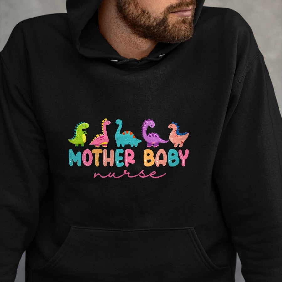 Funny Nurse Shirt, Nurse Unisex T-Shirt/Hoodie/Sweatshirt HLT00 - Women Mother Baby Nurse Dinosaur Postpartum RN Ob Nurse T-Shirt