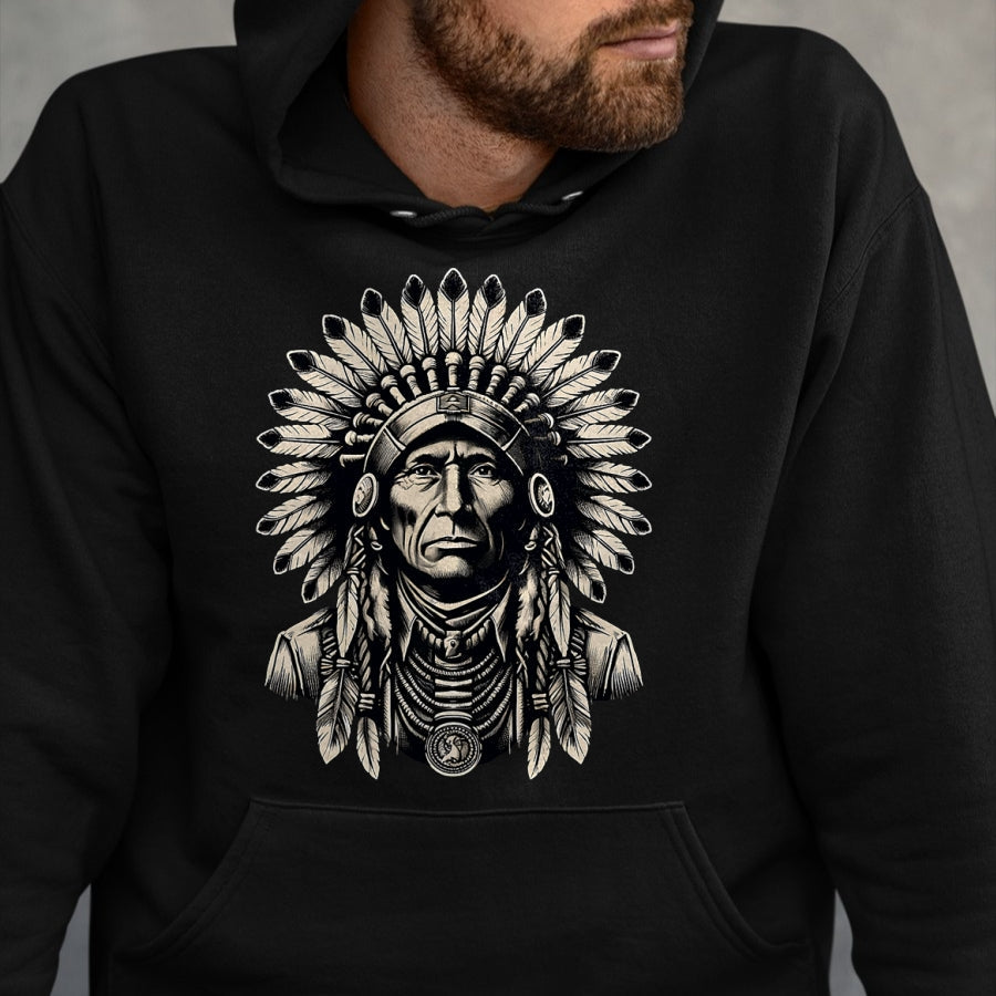 Native American T-Shirts, Vintage Native American Unisex T-Shirt/Hoodie/Sweatshirt HLT00 - Headdress Chief Ancestors Vintage, Native American Indian