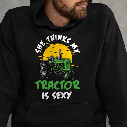 Best Farmer Life Shirt, Funny Farmer UnisexT-Shirt/Hoodie/Sweatshirt HLT00 - she thinks my tractor is sexy Design perfect for any farmer T-Shirt