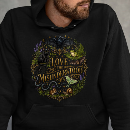Cat Love Shirt, Funny Cat Lover Gift UnisexT-Shirt/Hoodie/Sweatshirt HLT00 - Love The Misunderstood Bat Raven Black Cat Snake Frog Moth T-Shirt