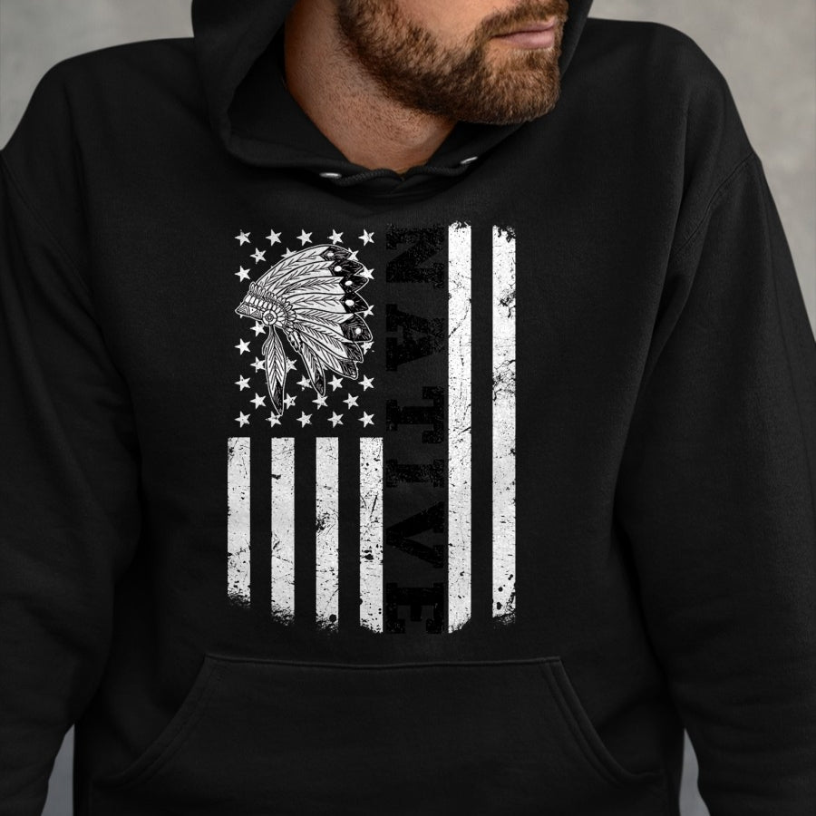 Native American T-Shirts, Vintage Native American Unisex T-Shirt/Hoodie/Sweatshirt HLT00 - Native American Flag for Native Americans Orange Day