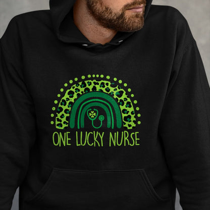 Funny Nurse Shirt, Nurse Unisex T-Shirt/Hoodie/Sweatshirt HLT00 - One Lucky Nurse Scrub RN ICU ER St Patricks Day Nurses Women T-Shirt