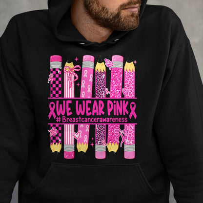 Best Teacher Shirt, Funny Teacher UnisexT-Shirt/Hoodie/Sweatshirt HLT00 - in October We Wear Pink Breast Cancer Awareness Teacher Kids T-Shirt