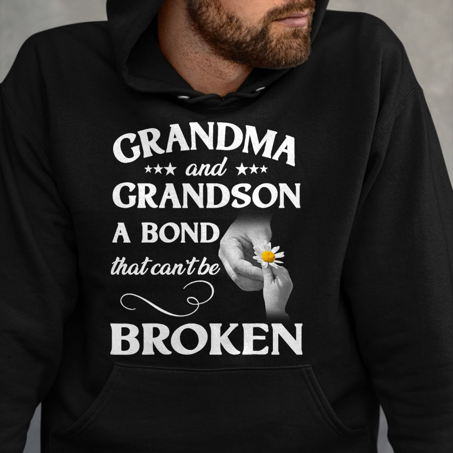 Best Grandma Shirt, Proud Grandma Unisex T-Shirt/Hoodie/Sweatshirt HLT00 - Grandma and Grandson A Bond That Can't Be Broken T-Shirt (2)