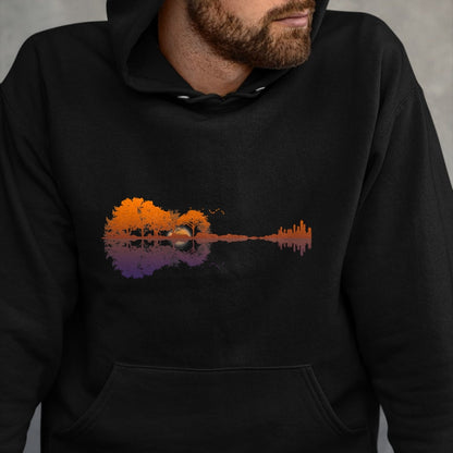 Guitar Lover Shirt, Funny Guitar UnisexT-Shirt/Hoodie/Sweatshirt HLT00 - Guitar Lake Reflections Music and Guitar Lover Guitar T-Shirt Small