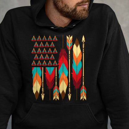Native American T-Shirts, Vintage Native American Unisex T-Shirt/Hoodie/Sweatshirt HLT00 - Native American Flag - Pride Month Indigenous People Veteran